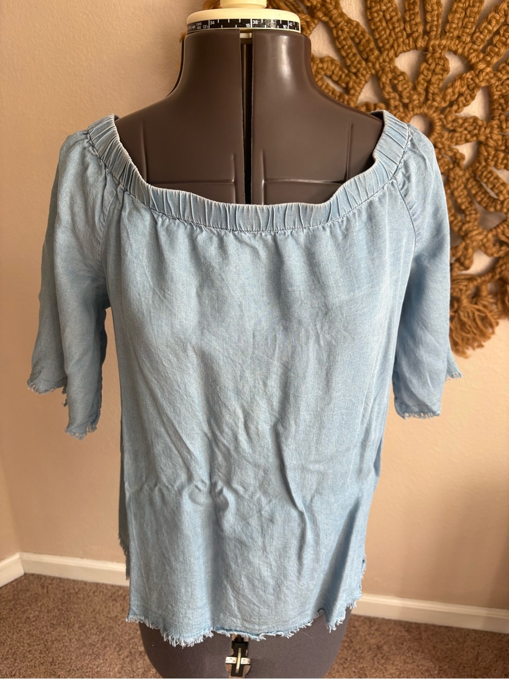 Melrose and Market Light Blue Off-Shoulder Tunic Top